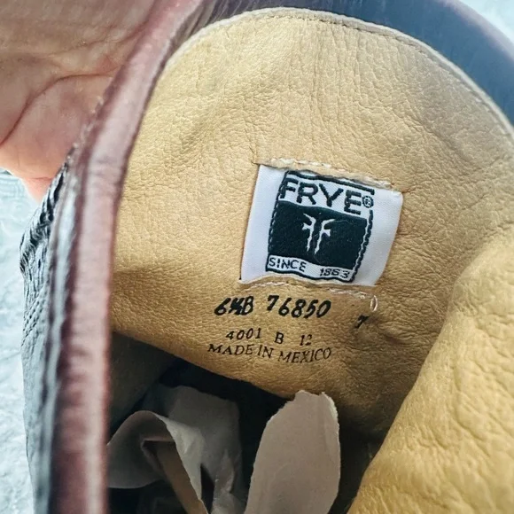 Frye Rich Brown Leather Boots - New Sz 7 Made in Mexico - Picture 14 of 14